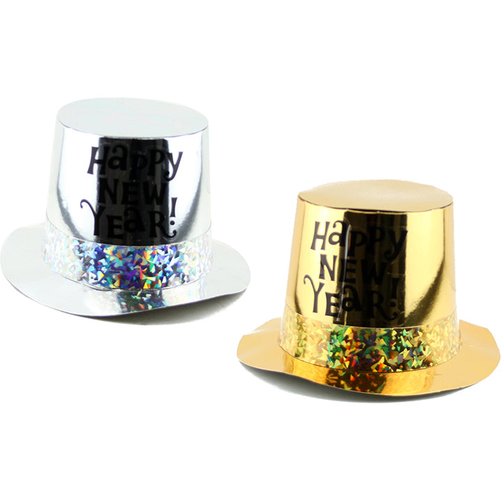 TOP HAT BLK&GLD "HAPPY NEW YR"; PRINTING