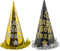 BIG CONE HATS "NEW YEAR" W/FRINGE BLK&GLD