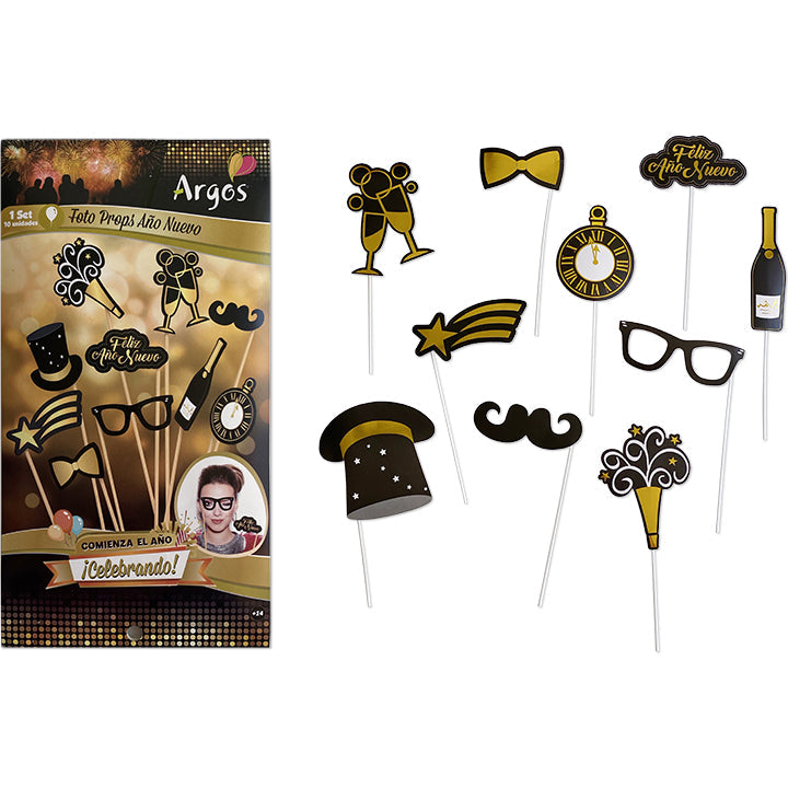 PHOTO PROPS FELIZ AÑO NUEVO 10PC ASSTD