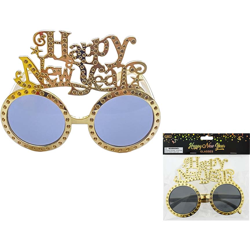 HAPPY NEW YEAR GLASSES LIGHT GOLD 1PC