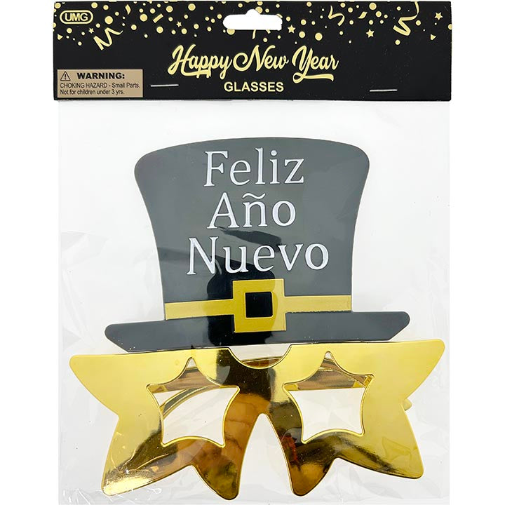 HAPPY NEW YEAR STAR GLASSES SPANISH LT GOLD