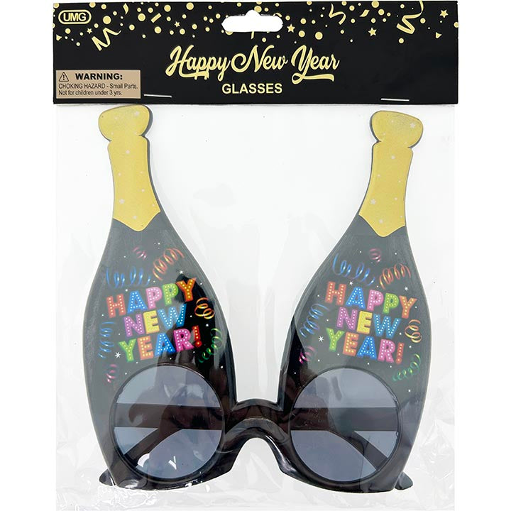 HAPPY NEW YEAR GLASSES CHAMPAGNE BOTTLE