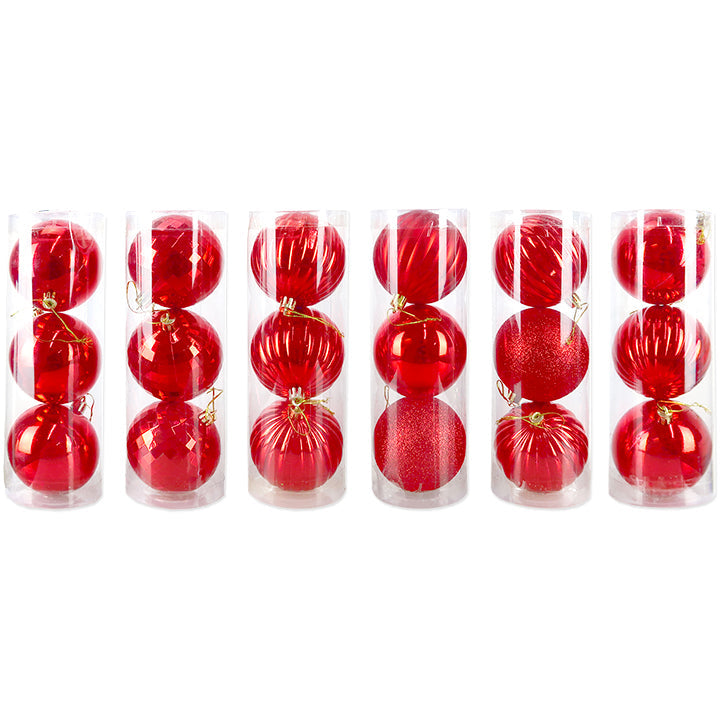 BALL TUBE 8CM X 3PC RED