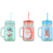 GLASS CUP W/ STRAW 450ML 3ASSTD