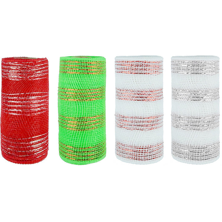 MESH THICK TINSEL STRPE 6IN*15FT 4ASTD