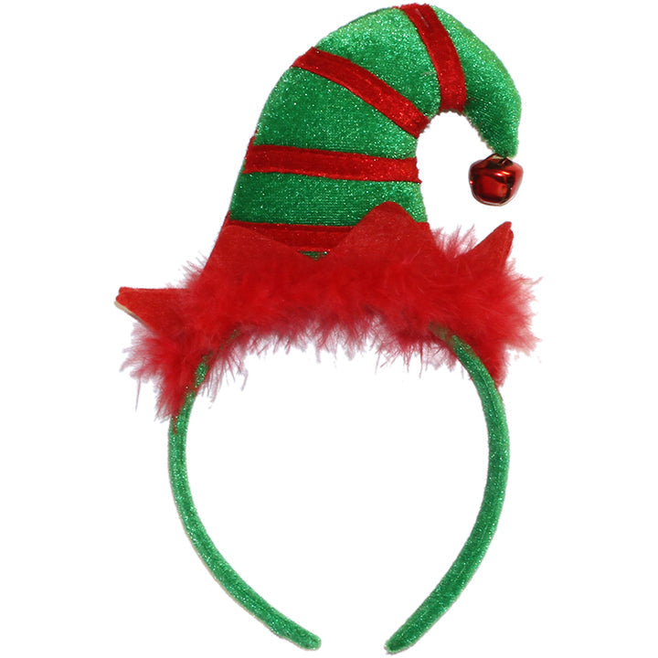 HEADBAND ELF HAT W/ BELL 1PC