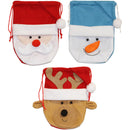 CHRISTMAS BAG W/ POM-POMS 3CHARS ASSTD