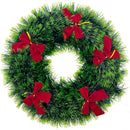 WREATH M GREEN W/VELVET BOWS