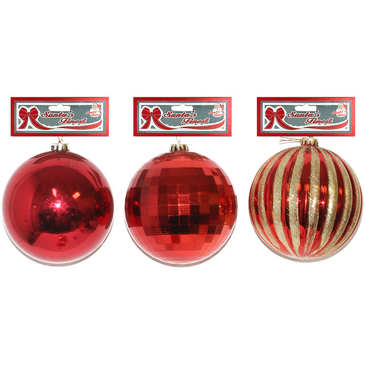 BALL ORNAMENT 15CM ASSTD RED