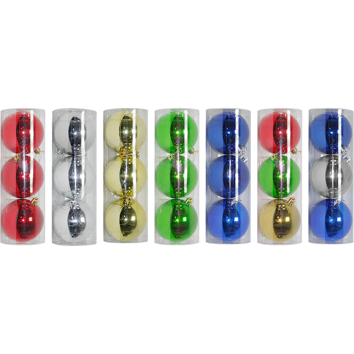 BALL ORNAM 3 X 8CM STAND. COLORS