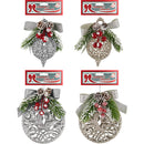 ORNAMENTS W/ BOW 1PC 2ASSTD SILVER