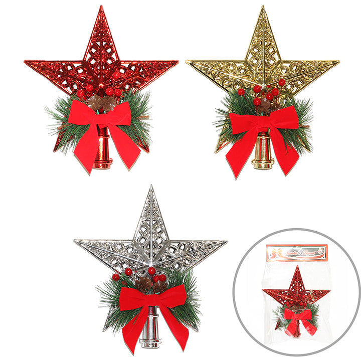 TREE TOPPER STAR W/ BERRIES 21CM 1PC TRD