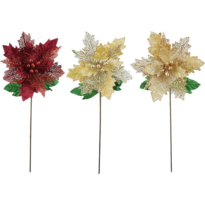 POINSETTIA LONG STEM W/ SEQUINS VTG