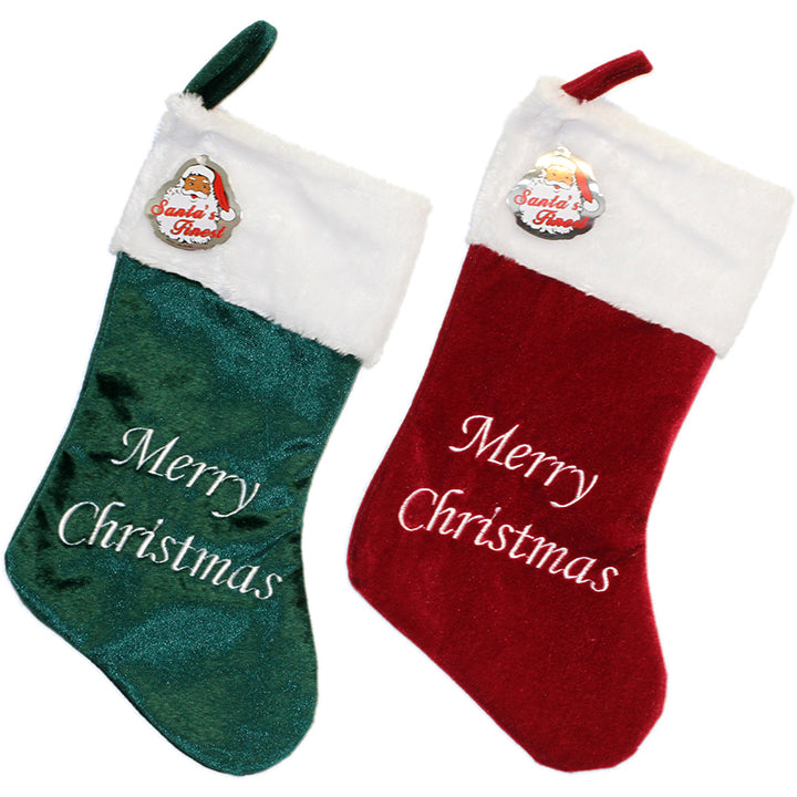 STOCKING W/ 'MERRY CHRISTMAS" EMBROIDERY