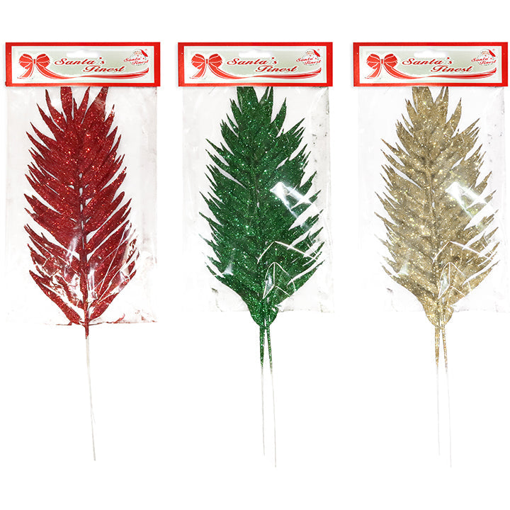 CHRISTMAS PALM BRANCH 3PC RED&GREEN