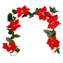 LARGE POINSETTIA GARLAND 6 FLOWER 18 LEAVES