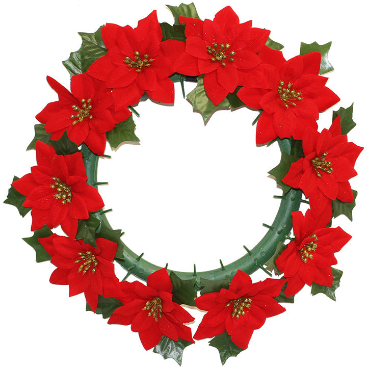 POINSETTIA WREATH 42CM; 13CM 10FL RED