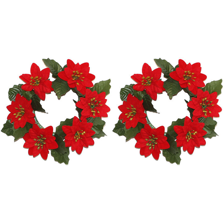 CANDLE RING POINSETTIA 9CM DIA 6FL 6LV