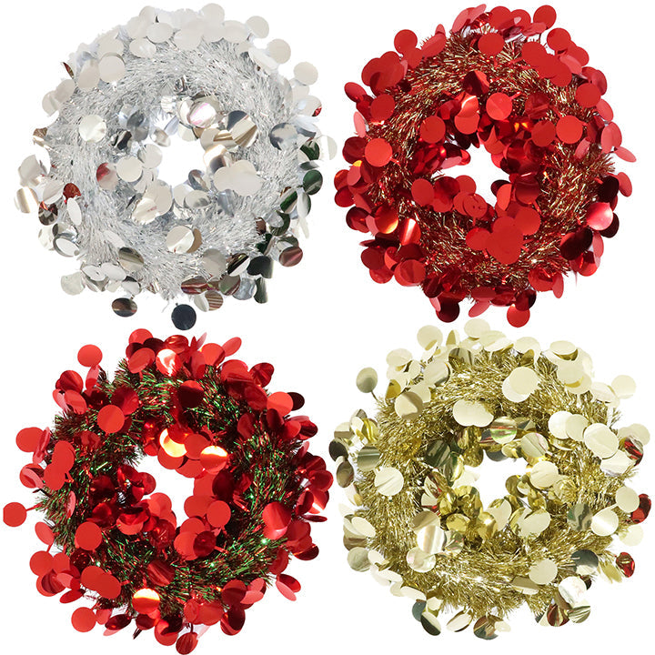 WREATH TINSEL BALL CUT 4CM 18IN