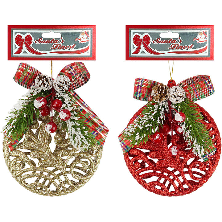 ORNAMENT W/ BOW DECOR 14CM 1PC TRD