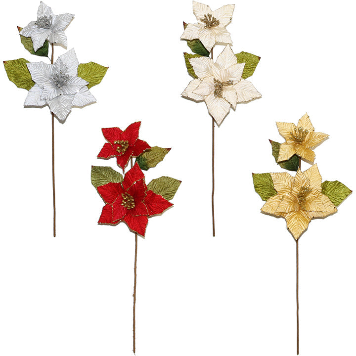 POINSETTIA; HANDWRAPPED 2-BRANCH