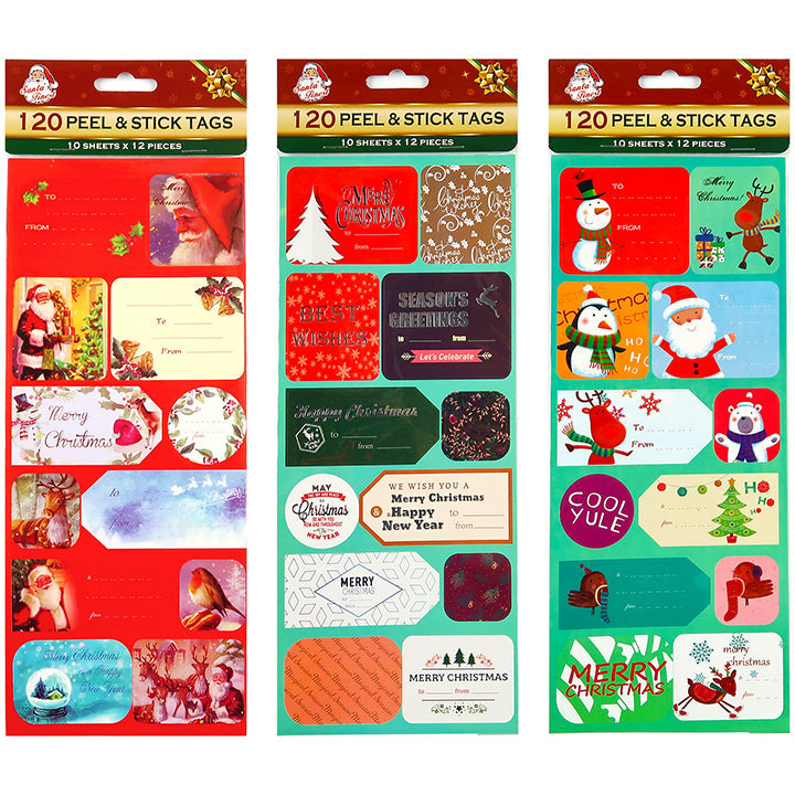 GIFT TAGS 100CT PEEL & STICK B.C. ASSTD *12PK