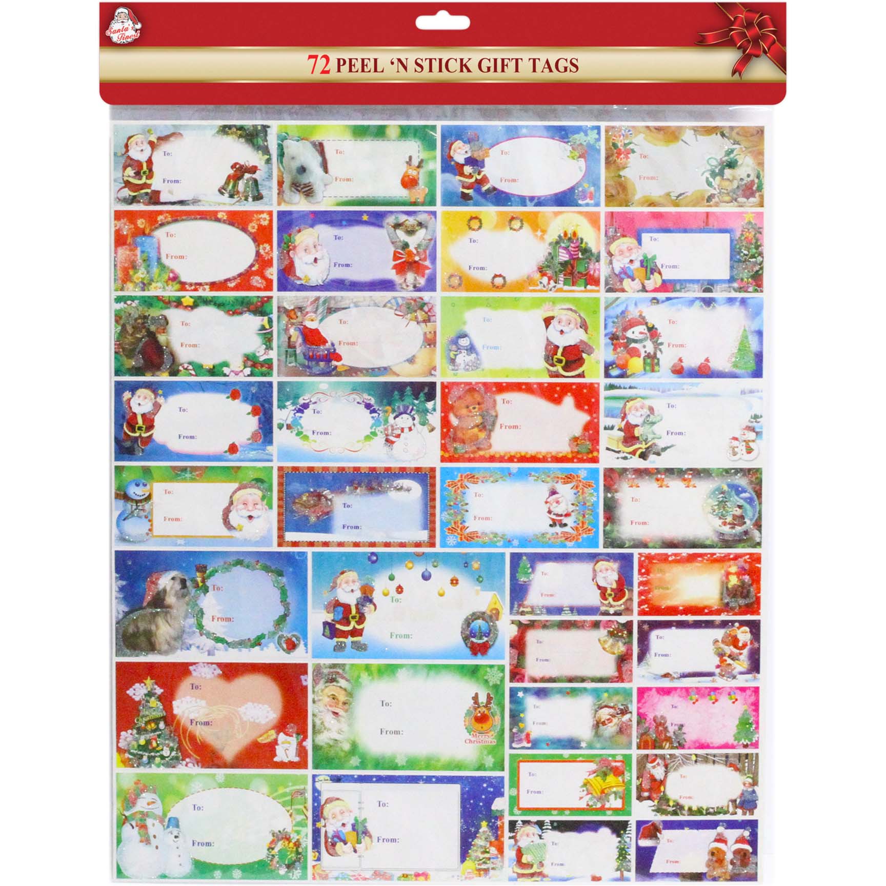 STICKER TAGS GLITTER 72PC 2SHEETS