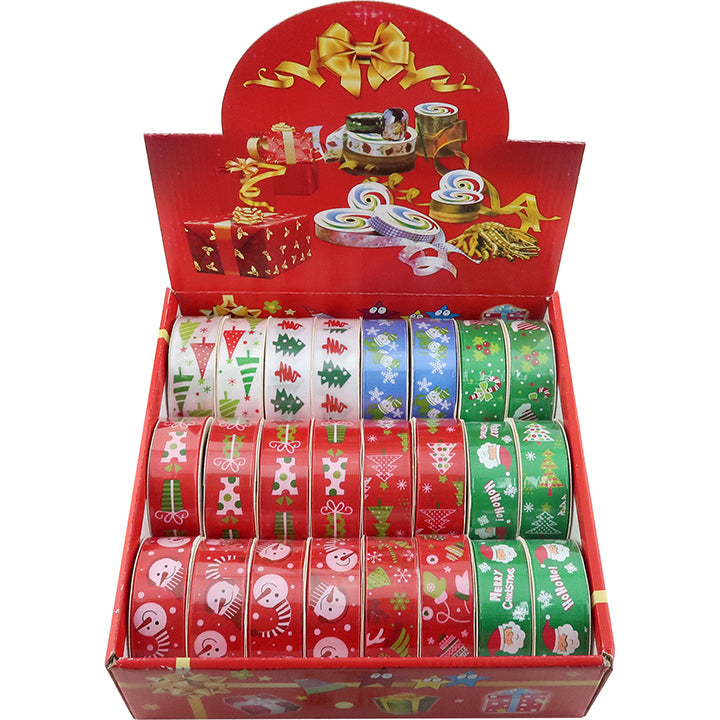 CHRISTMAS RIBBON 3YD GROSSRAIN ASSTD