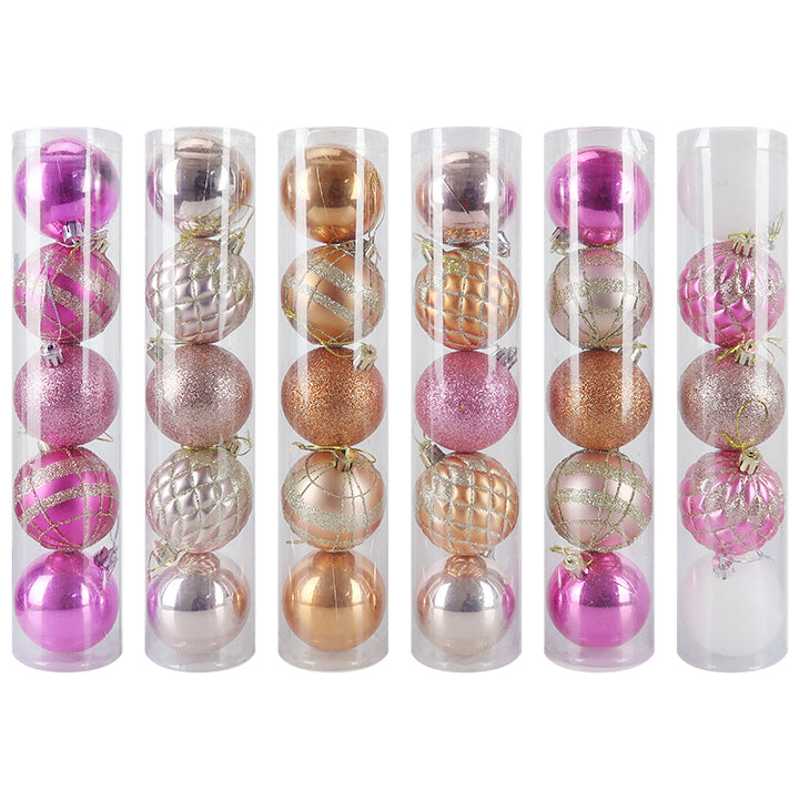 BALL TUBE DESIGN 6CM 5PC 6ASSTD BLUSH