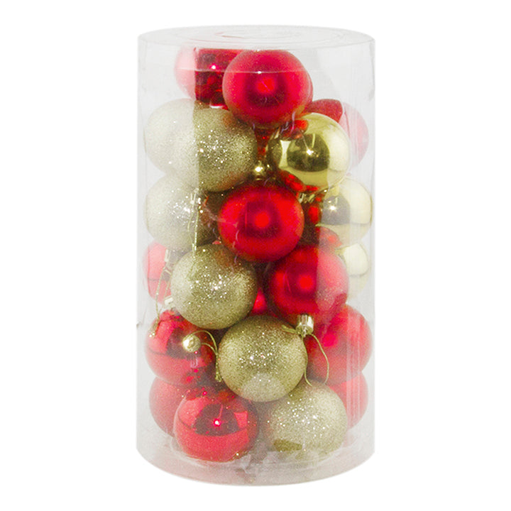 BALL TUBE 30PC RED/GLD 6CM