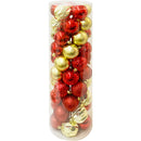 50PK BALL TUBE RED&GLD 6CM