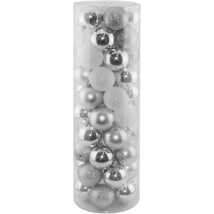 50PK BALL TUBE SILVER DESIGN 6CM