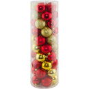 50PK BALL TUBE; RED & GOLD 6CM 50PC