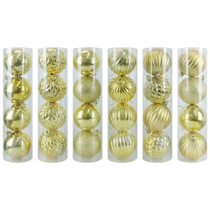 BALL TUBE DESIGNER 4PC 7CM (LIGHT GOLD)