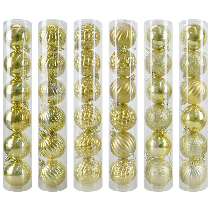 BALL TUBE DESIGNER 6PC 6CM (LIGHT GOLD)