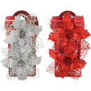 POINSETTIA GLITTER CLIPS 17.5CM 2PC WHR