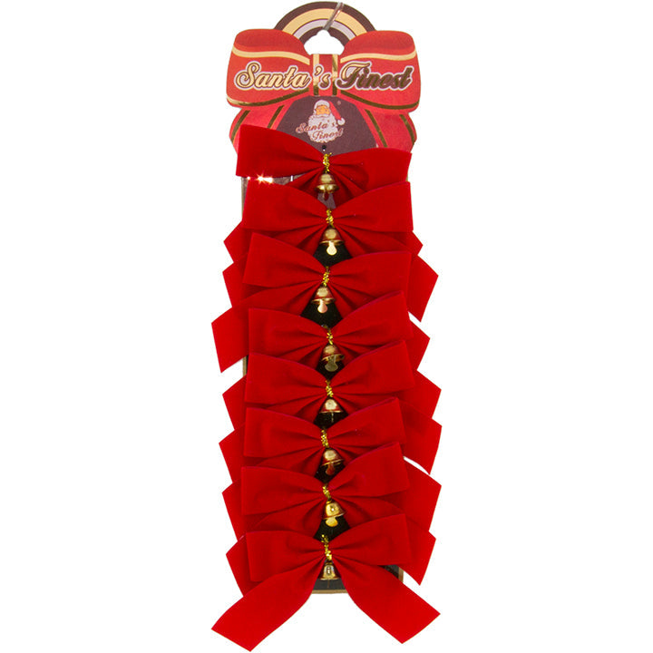 BOWS VELVET W/BELLS 8PC