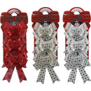 BOW METALLIC SEQUINS 3PCS RED/SILVER