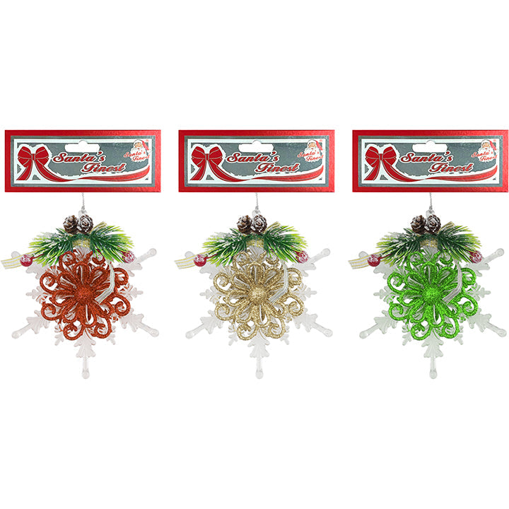 FLOWER SNOWFLAKE W/ PINE DECOR TRD