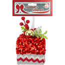 GIFT BOX RED SEQUINS & CHEVRON DECOR