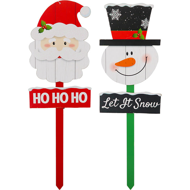 YARDSTAKE SANTA/SNOWMAN ASSTD