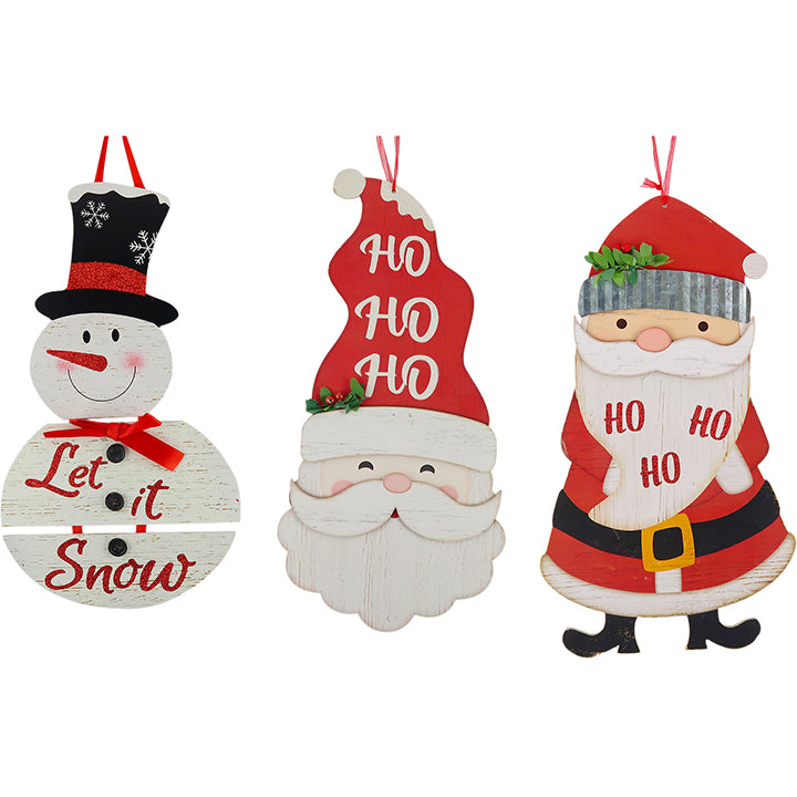 WALL DECOR SANTA/SNOWMAN 3 ASSTD