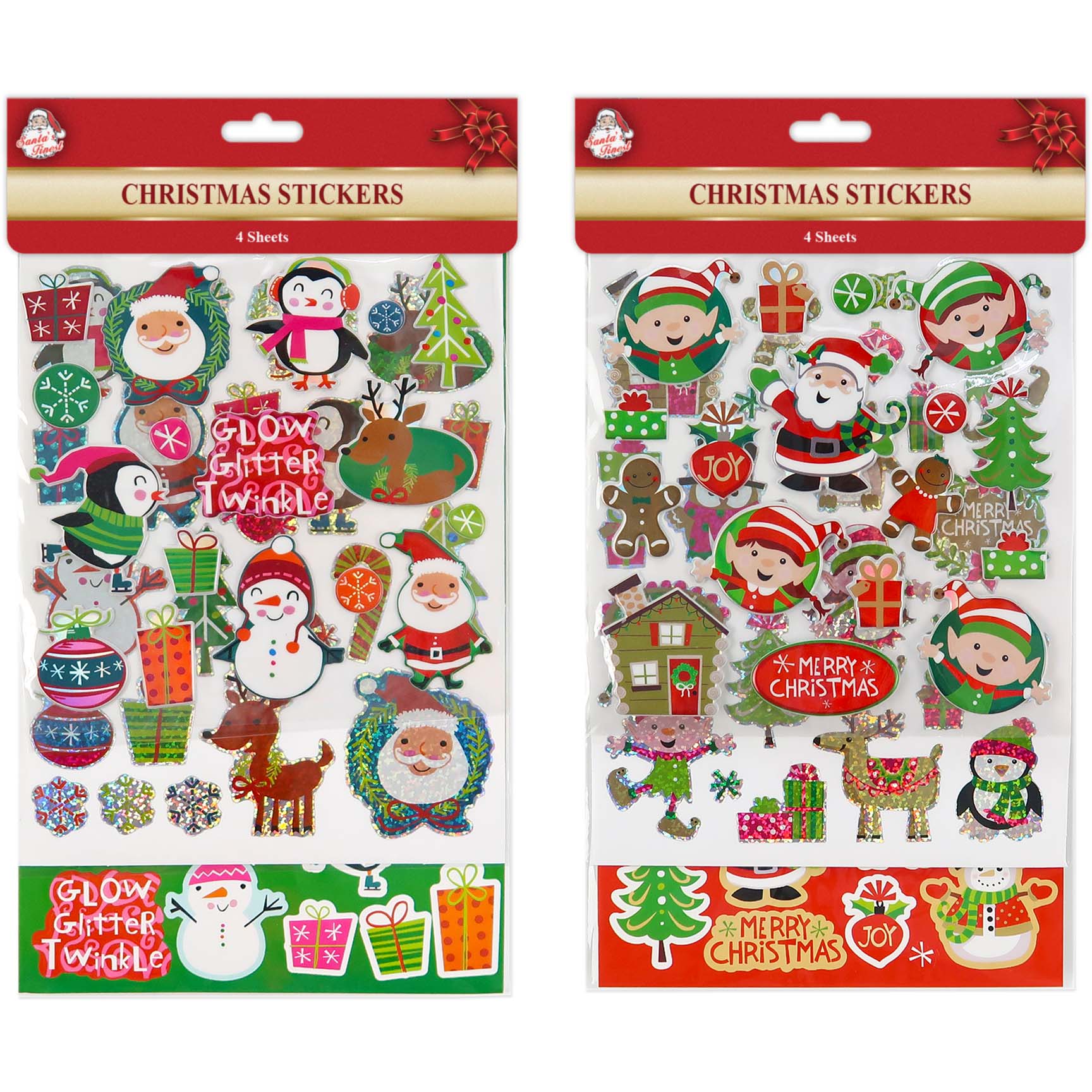 XMAS STICKERS 4PK 2ASSTD