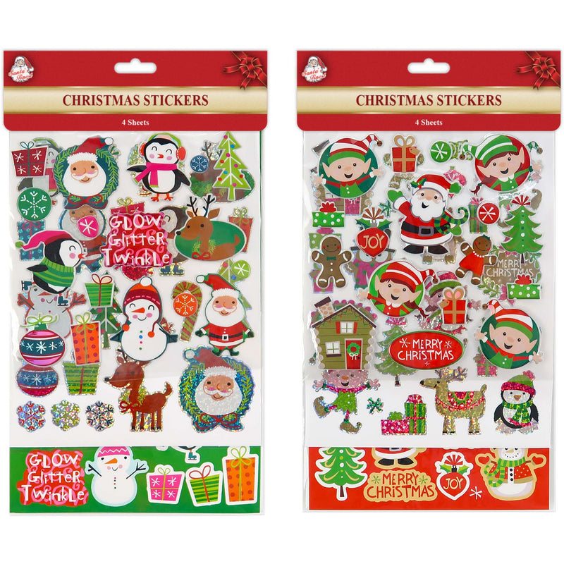 XMAS STICKERS 4PK 2ASSTD