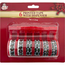 XMAS PRINTED TAPE W/ DISPENSER 6PK 3M