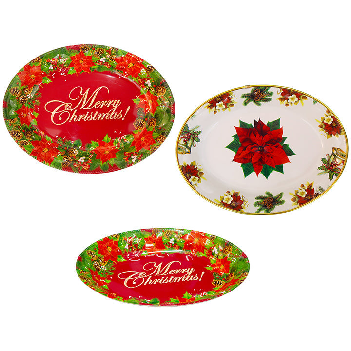 XMAS OVAL PLATE 16.5*12.5INCH