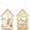 XMAS WOODEN ORNAMENT HOUSE LIGHT UP