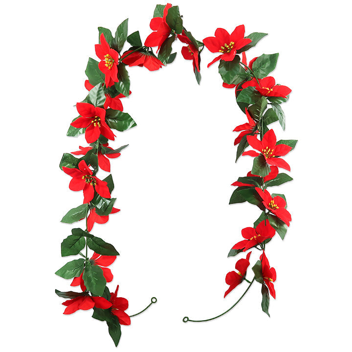 POINSETTIA GARLAND 22PC FLOWERS 5.5FT