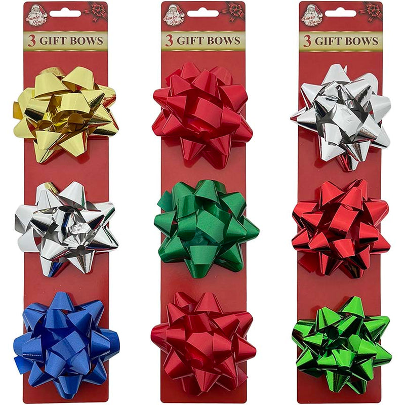 GIFT BOWS 3PK 4IN 4ASTD