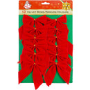 VELVET BOWS 2LOOPS 12PK 4"X3-1/8"